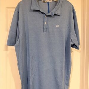 Travis Mathew Men's Pale Blue Polo with Subtle Logo